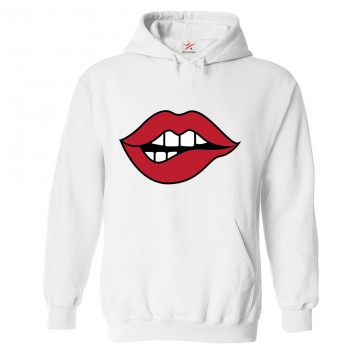 Red Lip Bite Classic Unisex Novelty Kids and Adults Pullover Hoodie						 									 									
